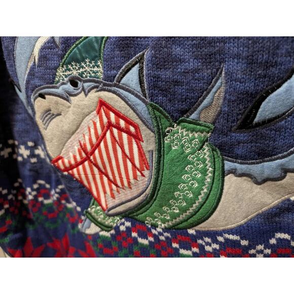 Shark Candy Cane Presents Ugly Christmas Sweater Holiday 33 Degrees Size M - Picture 4 of 9